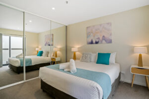 Apartment 5 master bedroom, hobart accommodation, self contained accommodation hobart, accommodation tasmania, kangaroo bay apartments