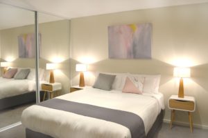 Apartment 5 master bedroom, accessible accommodation, wheelchair accessible hotel, hobart accommodation, self contained accommodation hobart, accommodation tasmania, kangaroo bay apartments